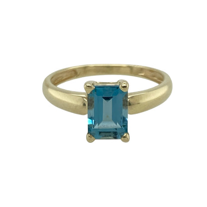 9ct Gold & Blue Topaz Rectangle Ring