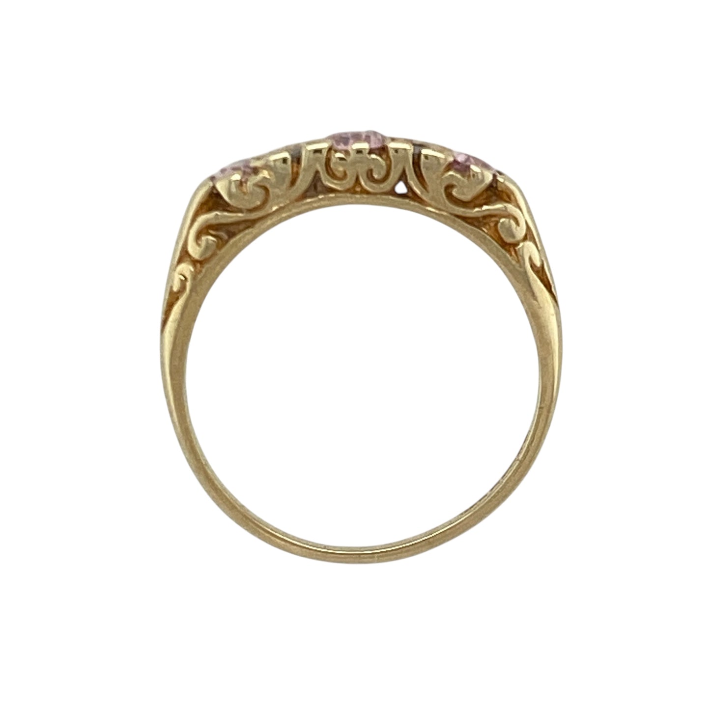 9ct Gold Pink Stone & Cubic Zirconia Set Ring