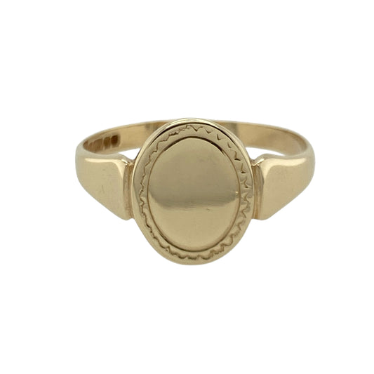 9ct Gold Oval Patterned Signet Ring