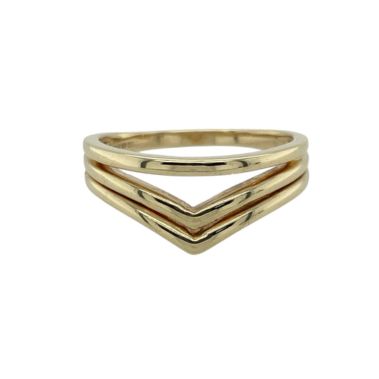 9ct Gold Double Wishbone Band Ring