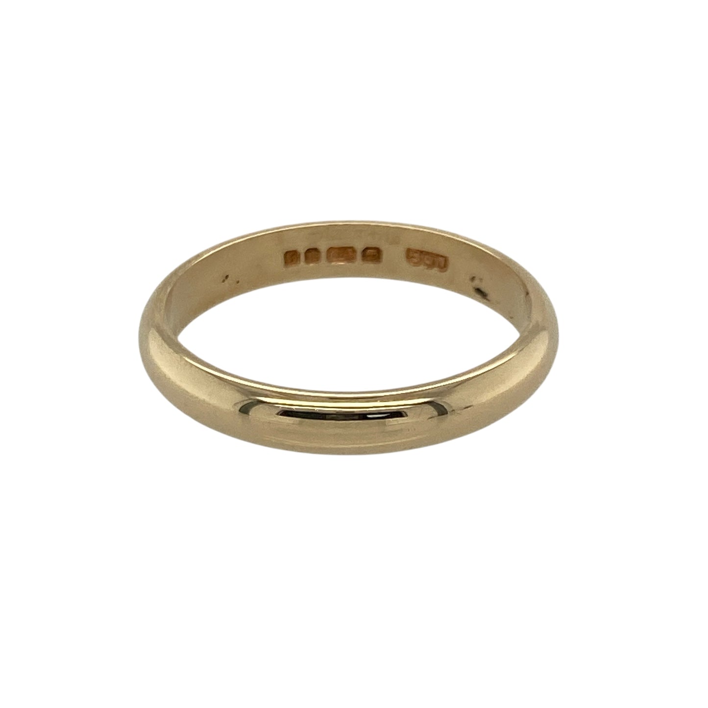 Bring classic simplicity and warm golden tone to your collection with this pre-owned 9ct yellow gold wedding band—an elegant piece offering timeless style and everyday comfort.

Design: This size M band features a smooth 3mm profile, creating a clean and traditional look perfect for daily wear.
Material: Made from 9-carat yellow gold, the polished finish enhances its soft, radiant glow.