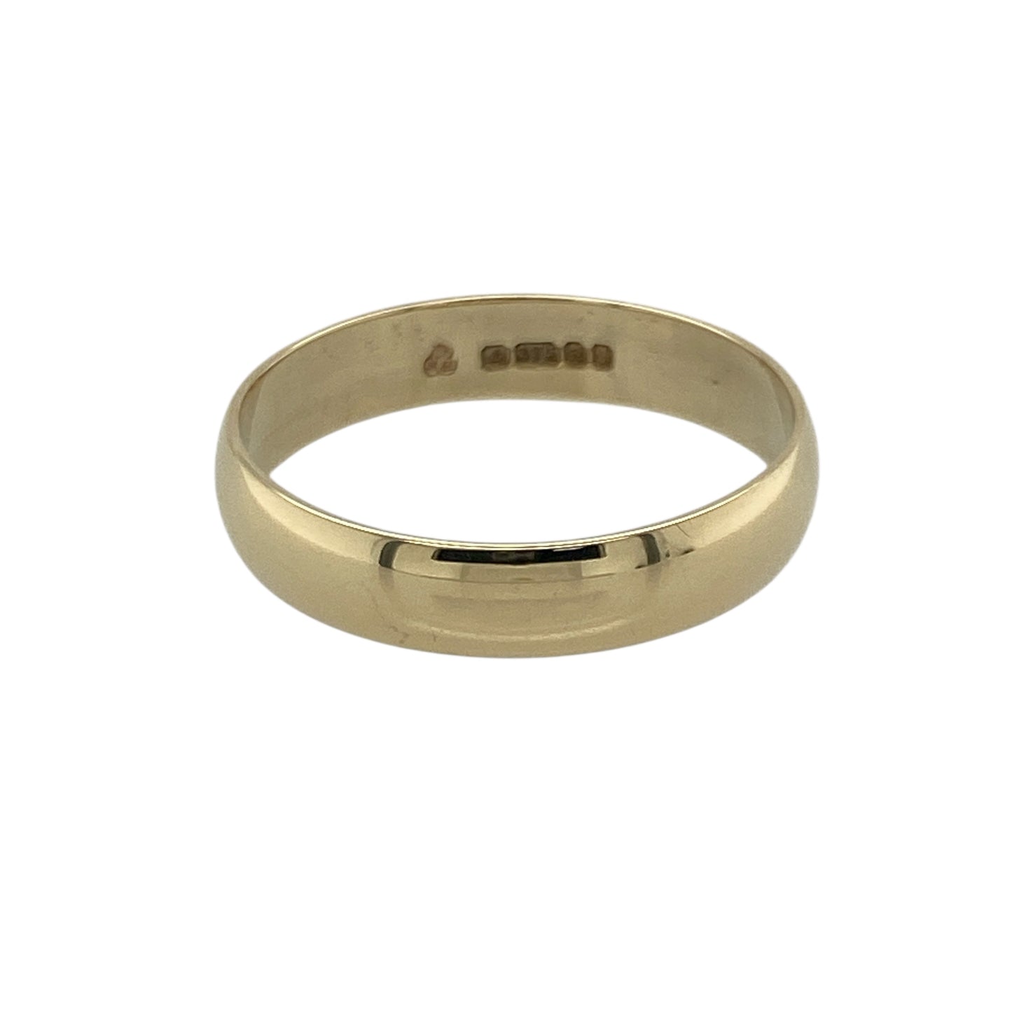 Bring classic elegance and warm golden tone to your collection with this pre-owned 9ct yellow gold wedding band—an enduring piece offering timeless simplicity and everyday comfort.

Design: This size O band features a smooth 4mm profile, giving it a slightly wider traditional look while maintaining a refined, understated style.
Material: Made from 9-carat yellow gold, the polished finish enhances its soft, radiant glow.