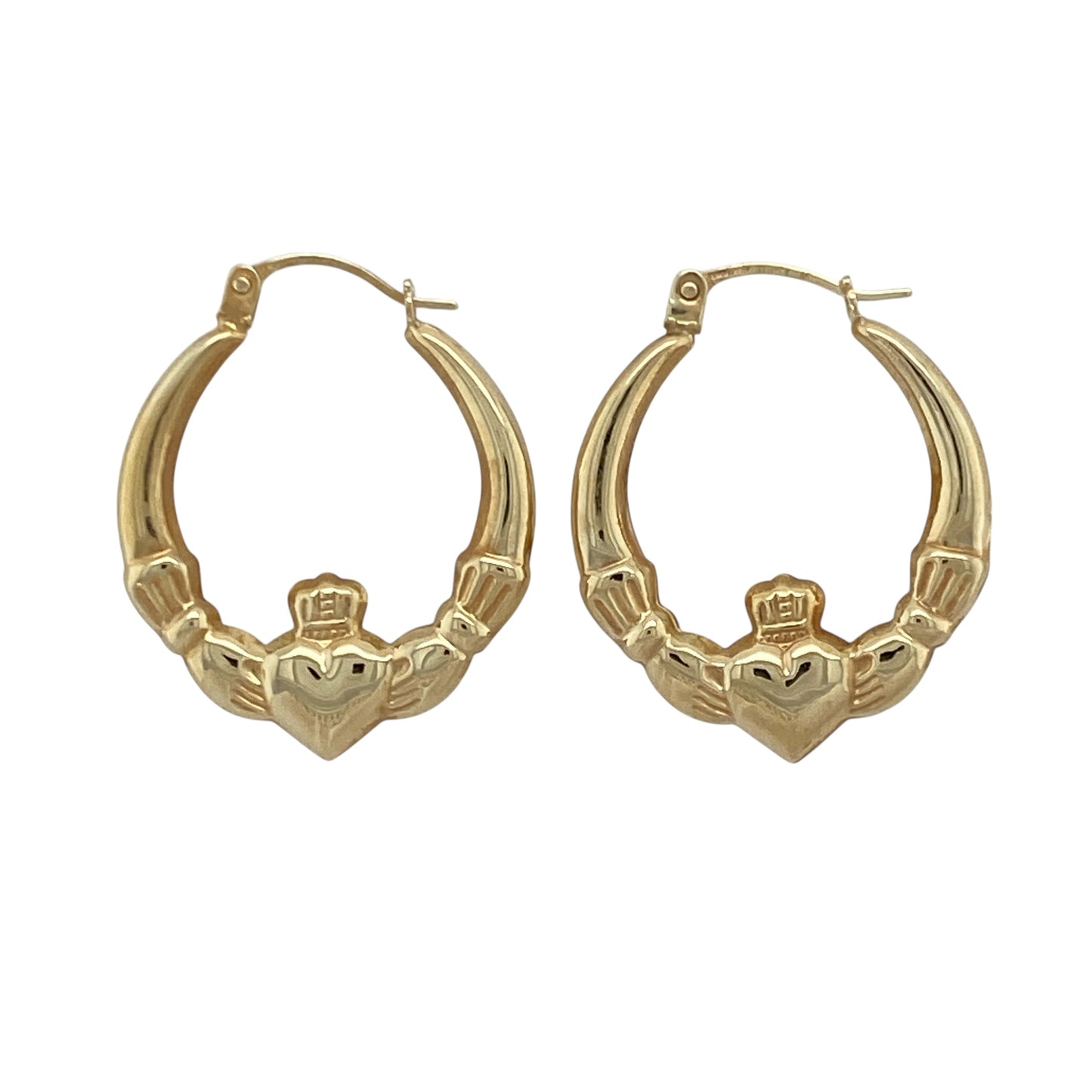 9ct Gold Claddagh Creole Earrings