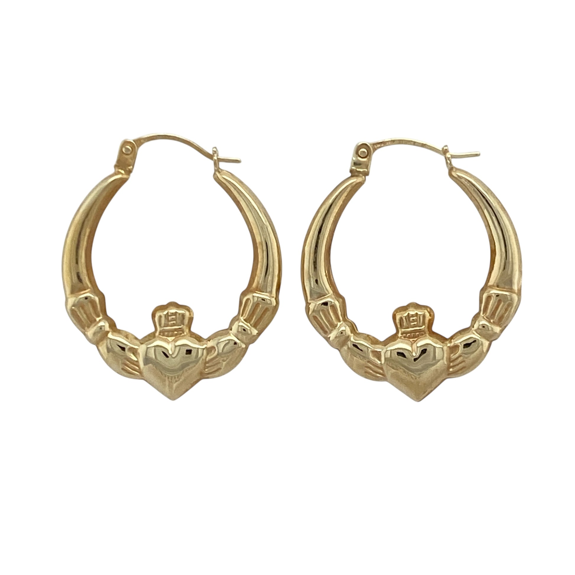 9ct Gold Claddagh Creole Earrings