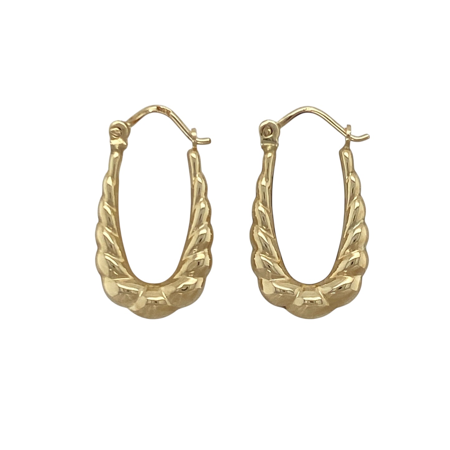 9ct Gold Bubble Style Oval Creole Earrings
