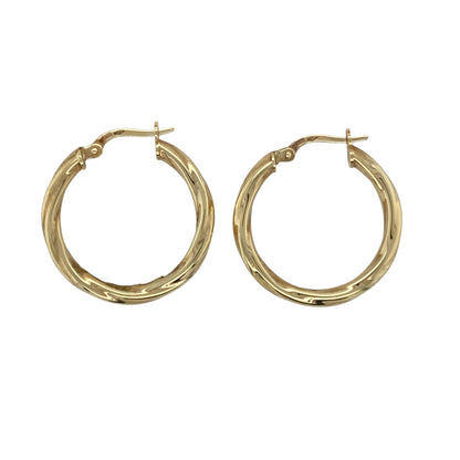 9ct Gold Twisted Hoop Creole Earrings