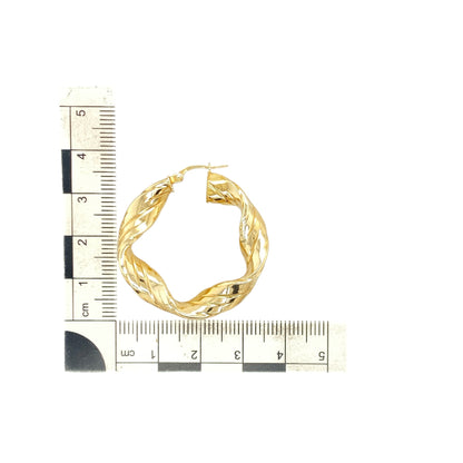 9ct Gold Ribbon Twisted Hoop Creole Earrings