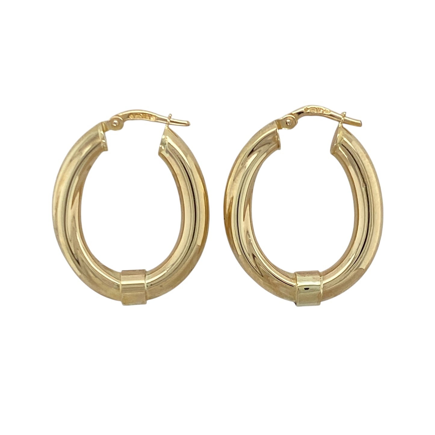 9ct Gold Twist Oval Creole Earrings