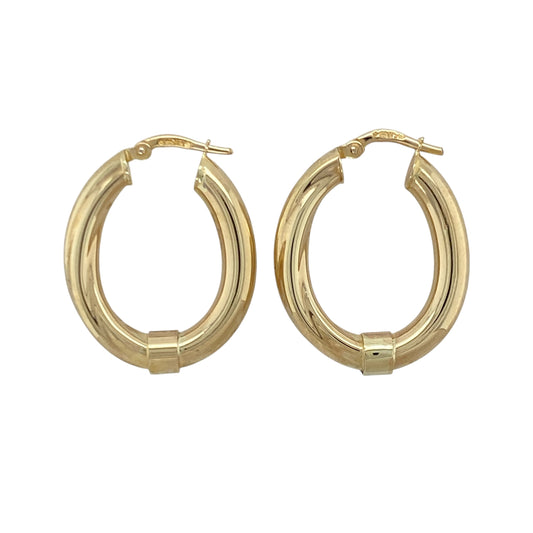 9ct Gold Twist Oval Creole Earrings