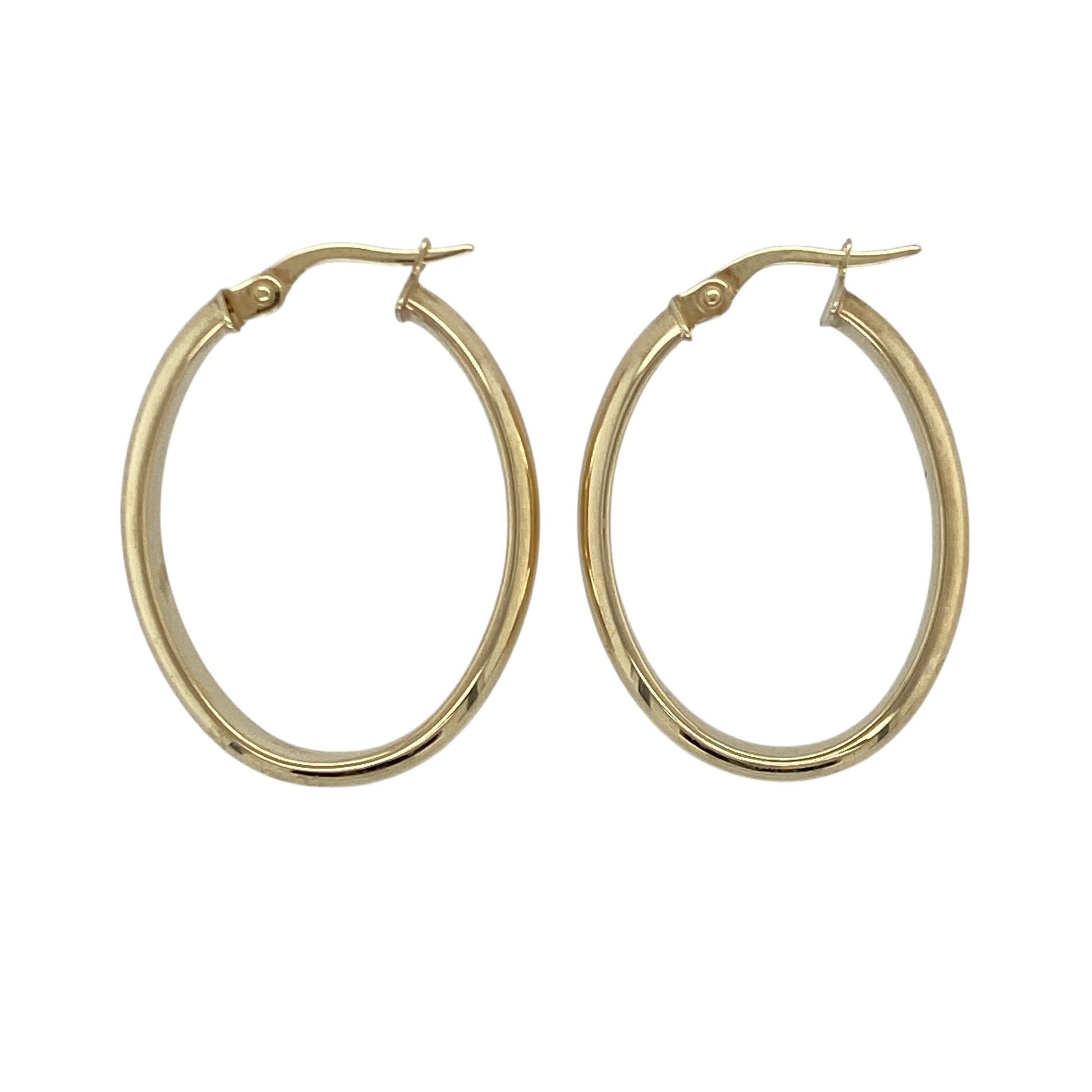 9ct Gold Plain Oval Creole Earrings