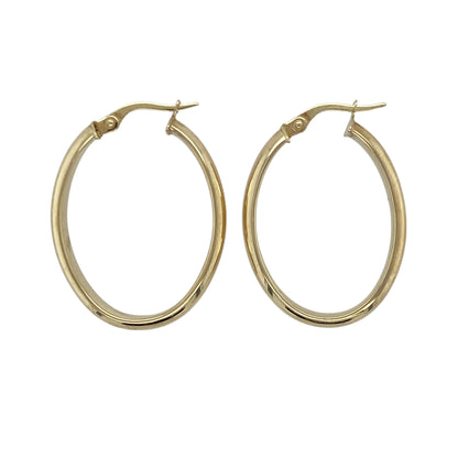 9ct Gold Plain Oval Creole Earrings