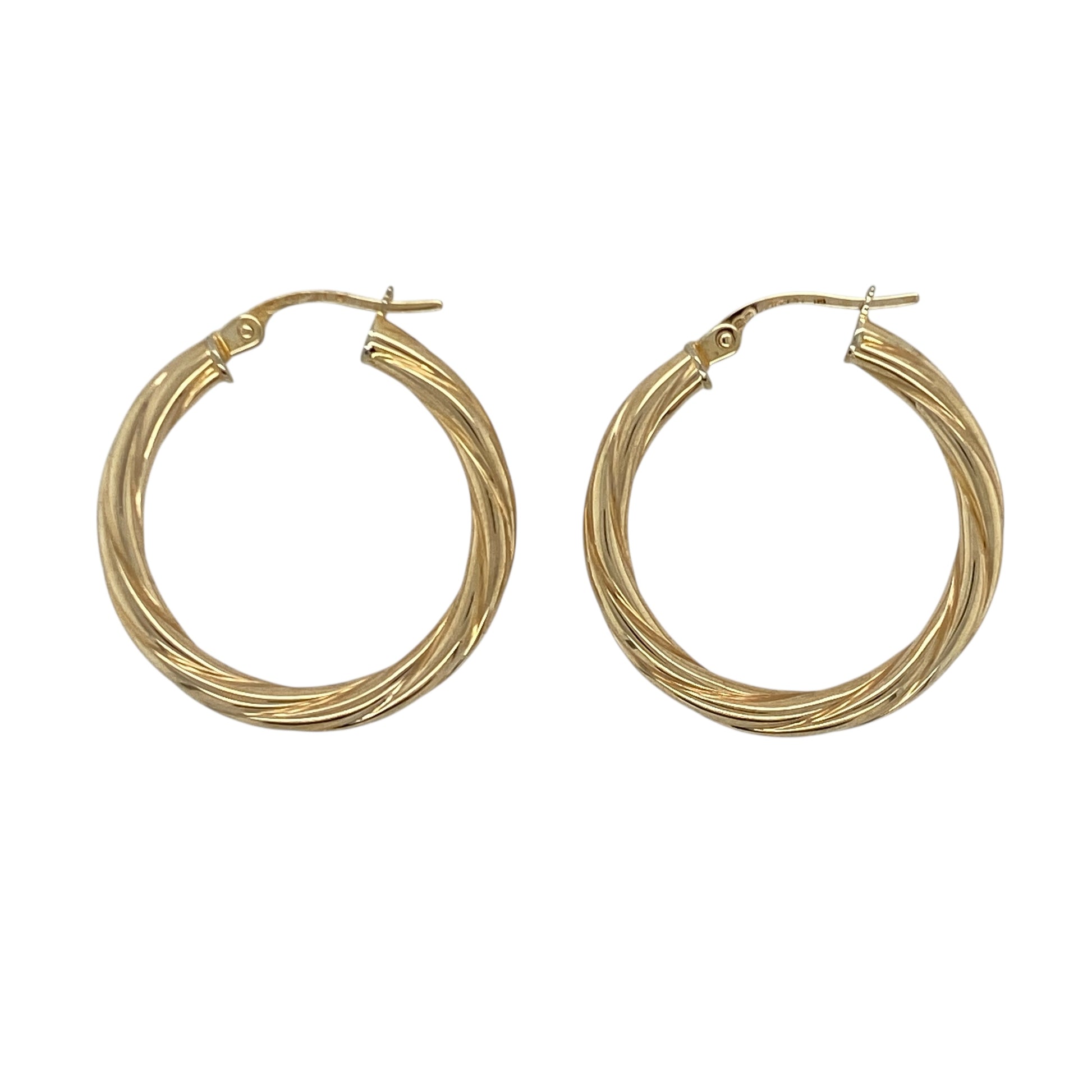 9ct Gold Twisted Hoop Creole Earrings