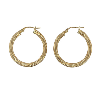 9ct Gold Twisted Hoop Creole Earrings