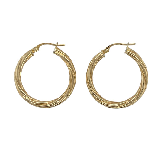 9ct Gold Twisted Hoop Creole Earrings