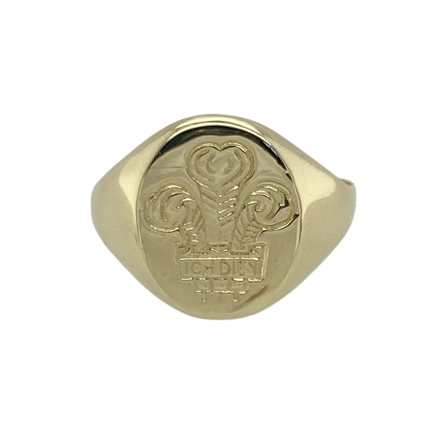 9ct Gold Welsh Three Feathers Oval Signet Ring