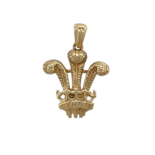 9ct Gold Welsh Three Feathers Pendant