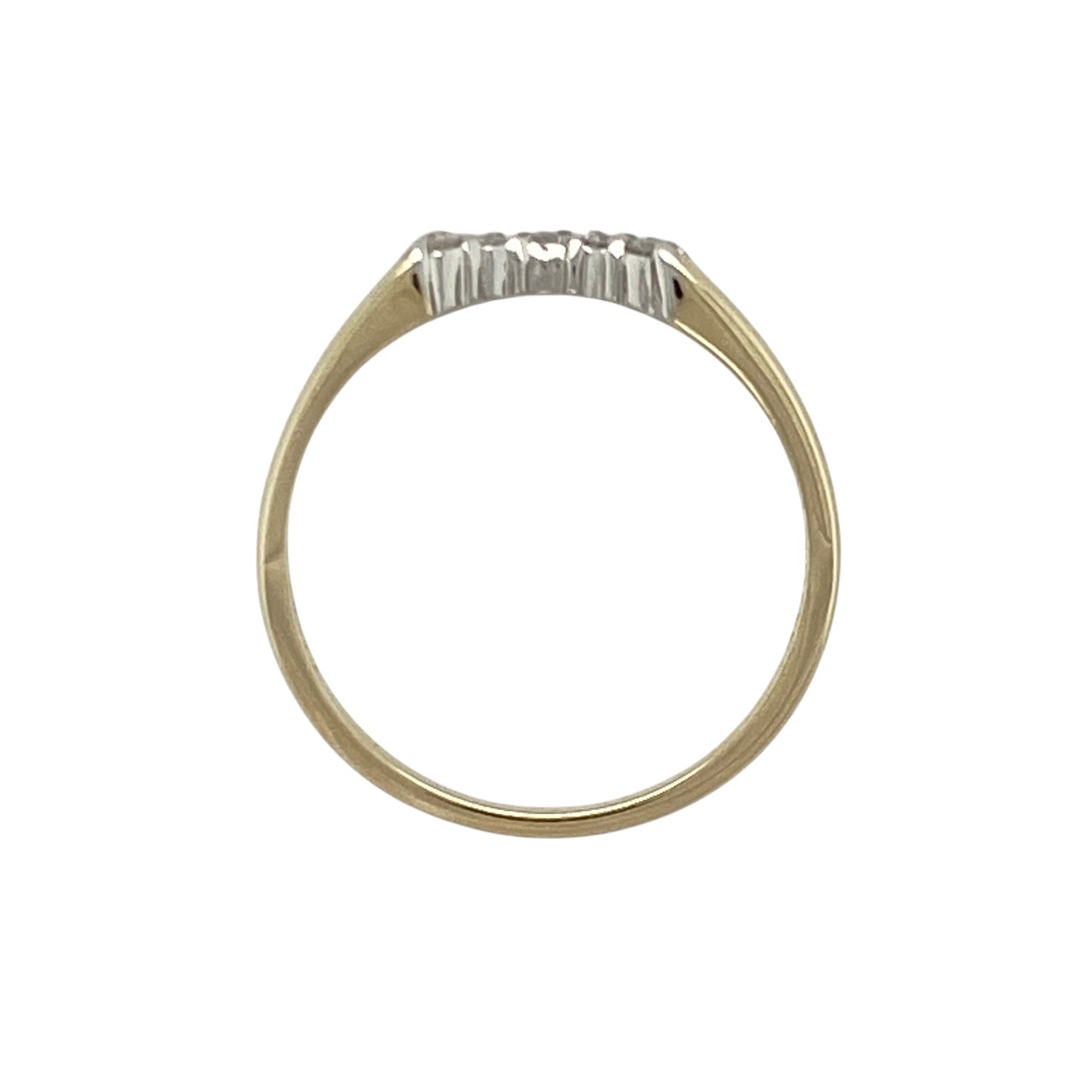 9ct Gold & Diamond Set Curved Wishbone Style Band Ring