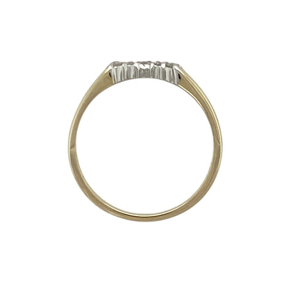 9ct Gold & Diamond Set Curved Wishbone Style Band Ring