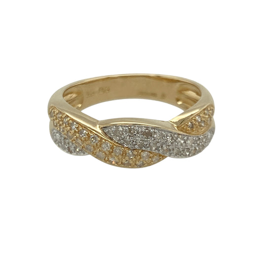 14ct Gold & Diamond Set Twist Band Ring