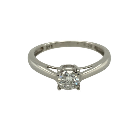 9ct White Gold & Diamond Illusion Set Solitaire Ring