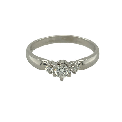 14ct White Gold & Diamond Set Trilogy Ring