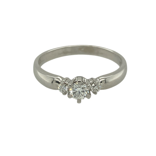 14ct White Gold & Diamond Set Trilogy Ring