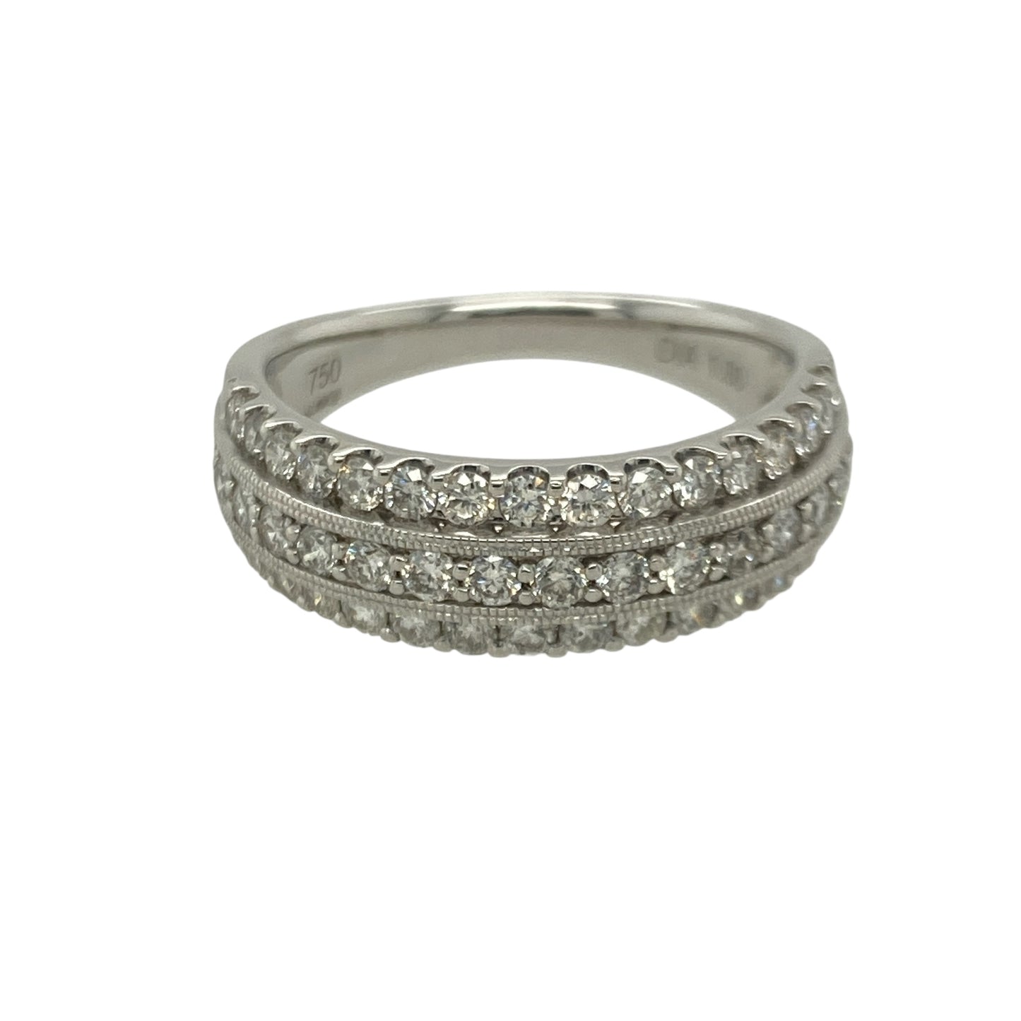 18ct Gold & Diamond Set Three Row Band Ring