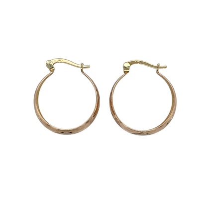 9ct Gold Cross Patterned Hoop Creole Earrings