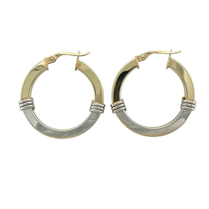 9ct Gold Two Tone Hoop Creole Earrings