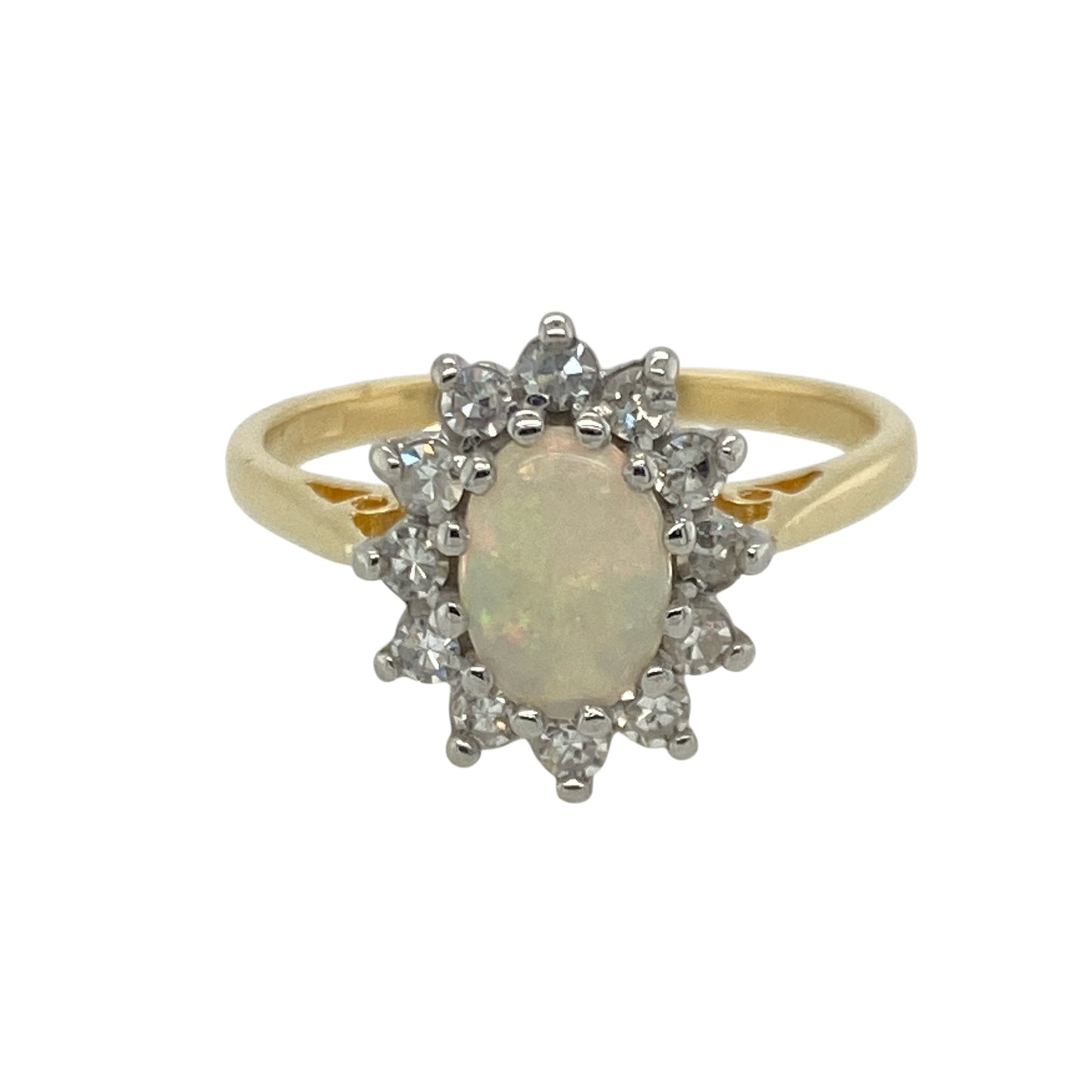 18ct Gold Diamond & Opal Set Cluster Ring