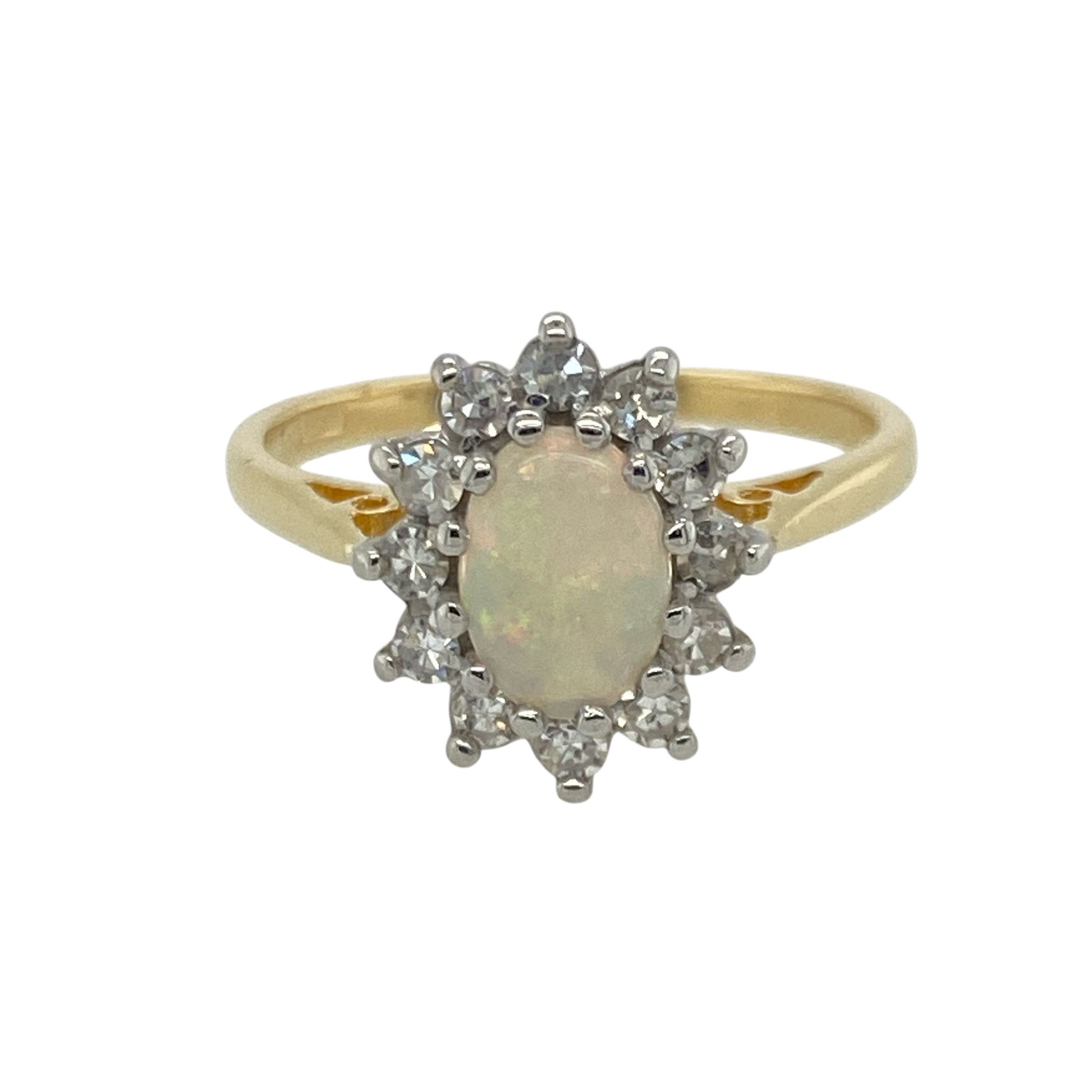 18ct Gold Diamond & Opal Set Cluster Ring