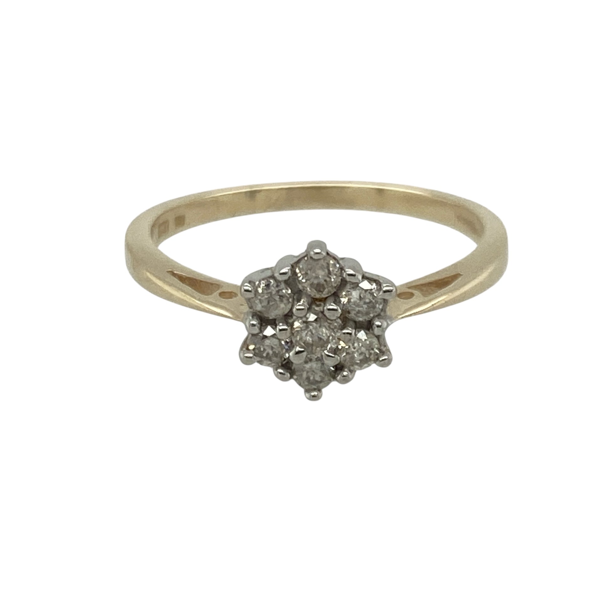 9ct Gold & Diamond Set Flower Cluster Ring
