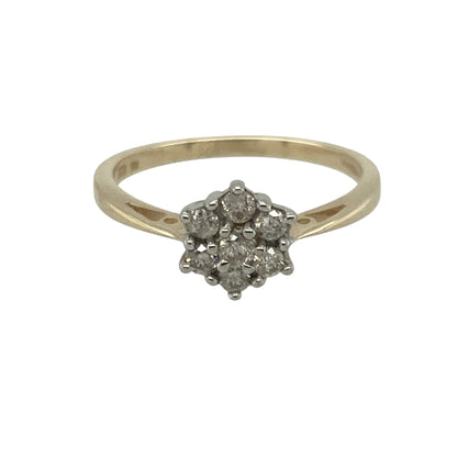 9ct Gold & Diamond Set Flower Cluster Ring