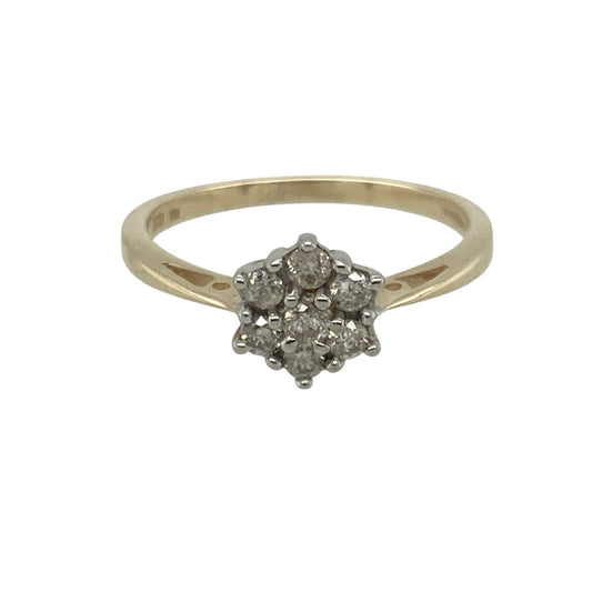 9ct Gold & Diamond Set Flower Cluster Ring