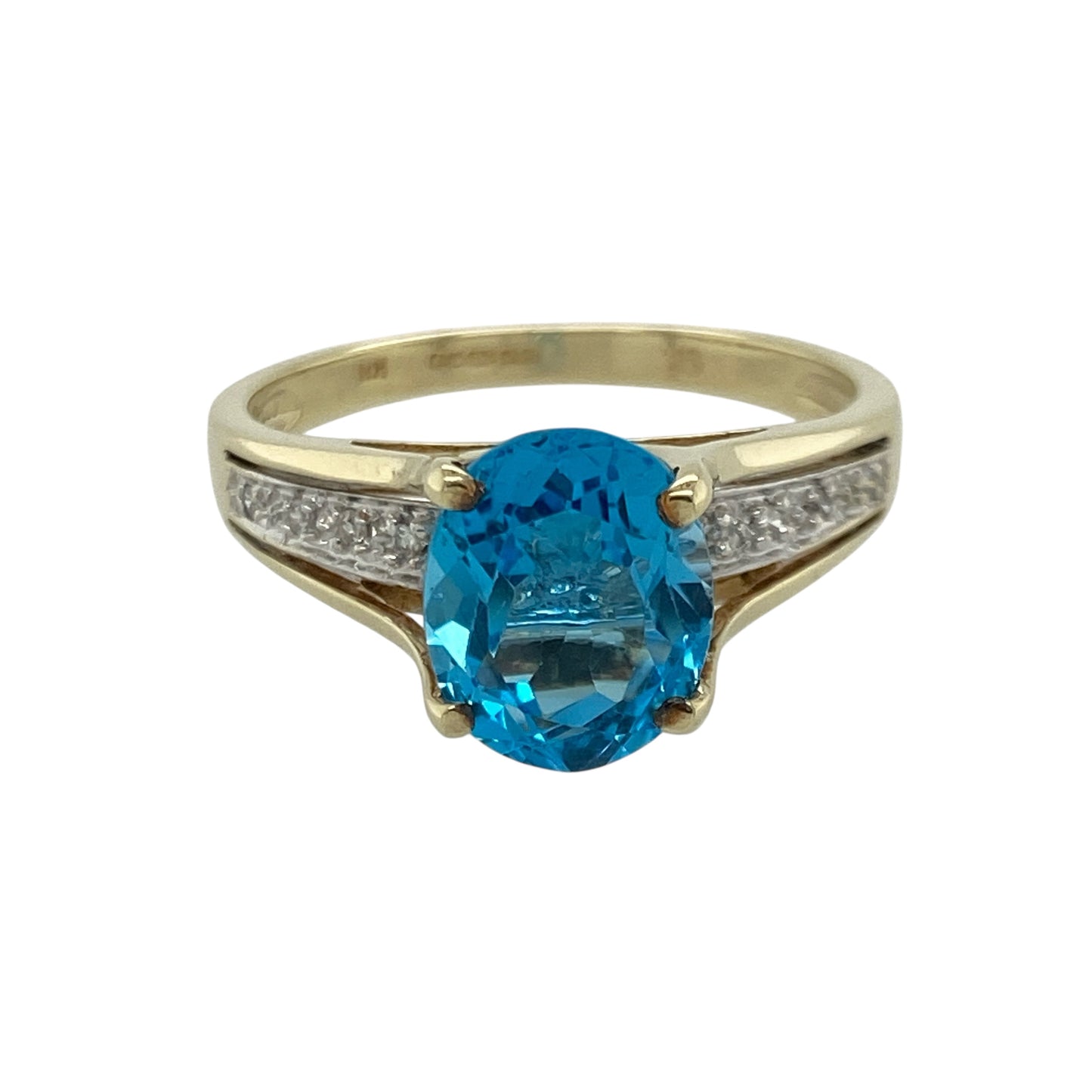 9ct Gold Diamond & Blue Stone Set Ring