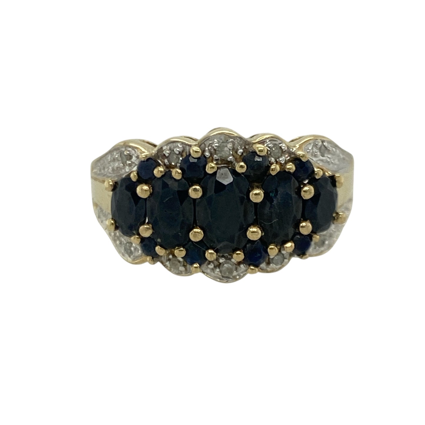 9ct Gold Diamond & Sapphire Set Ring