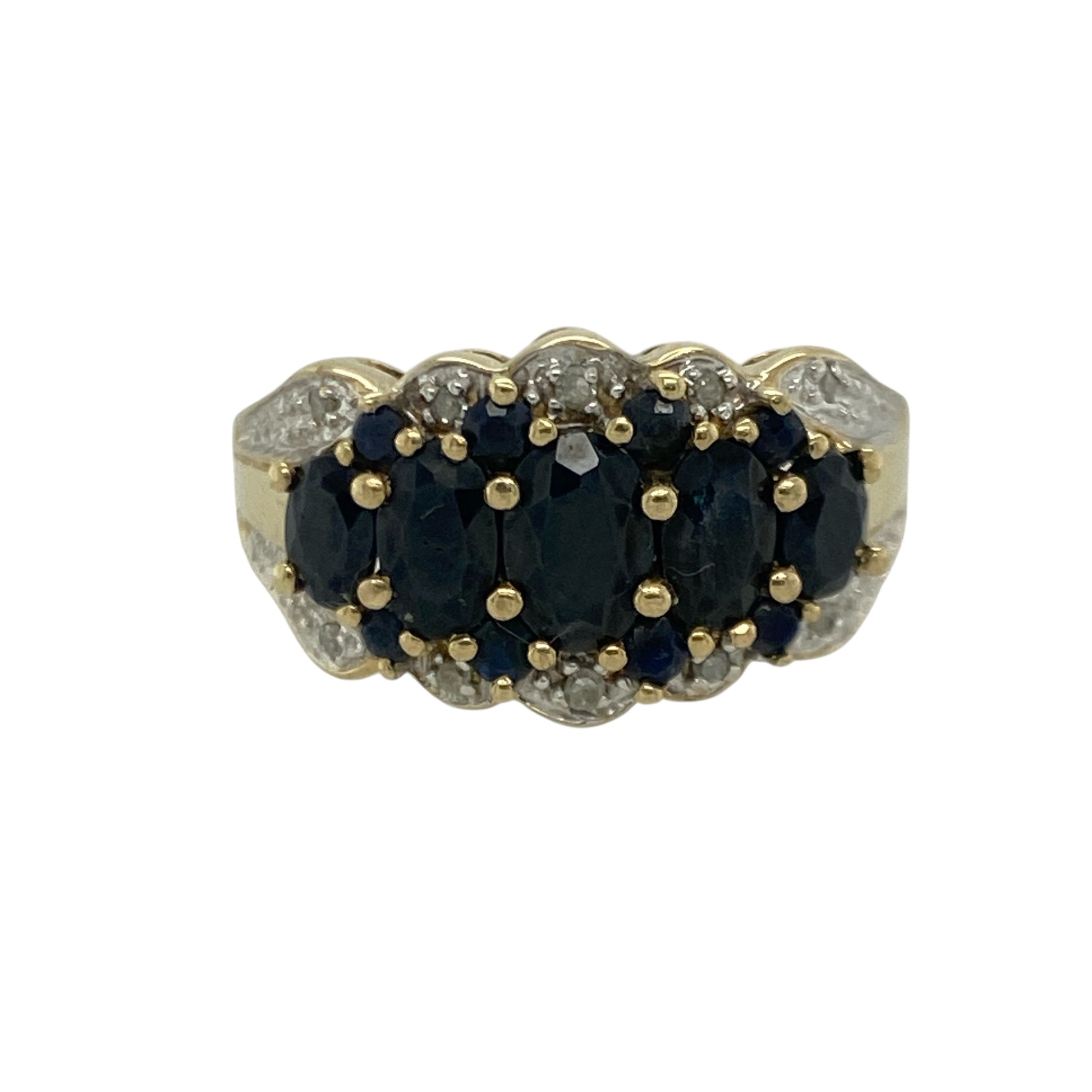 9ct Gold Diamond & Sapphire Set Ring