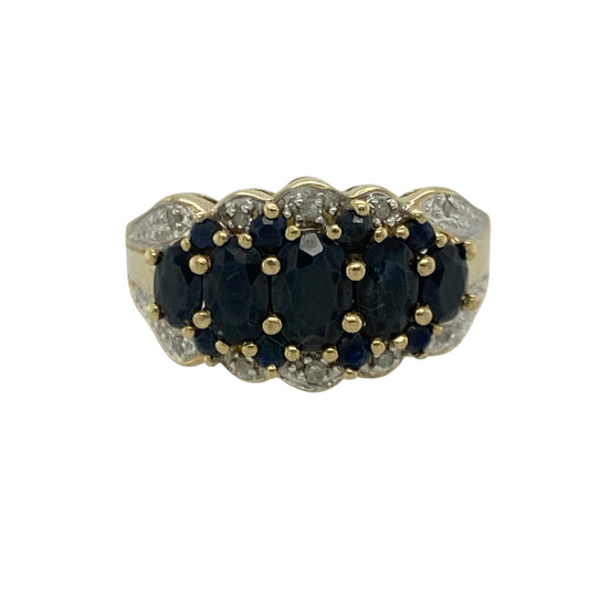 9ct Gold Diamond & Sapphire Set Ring