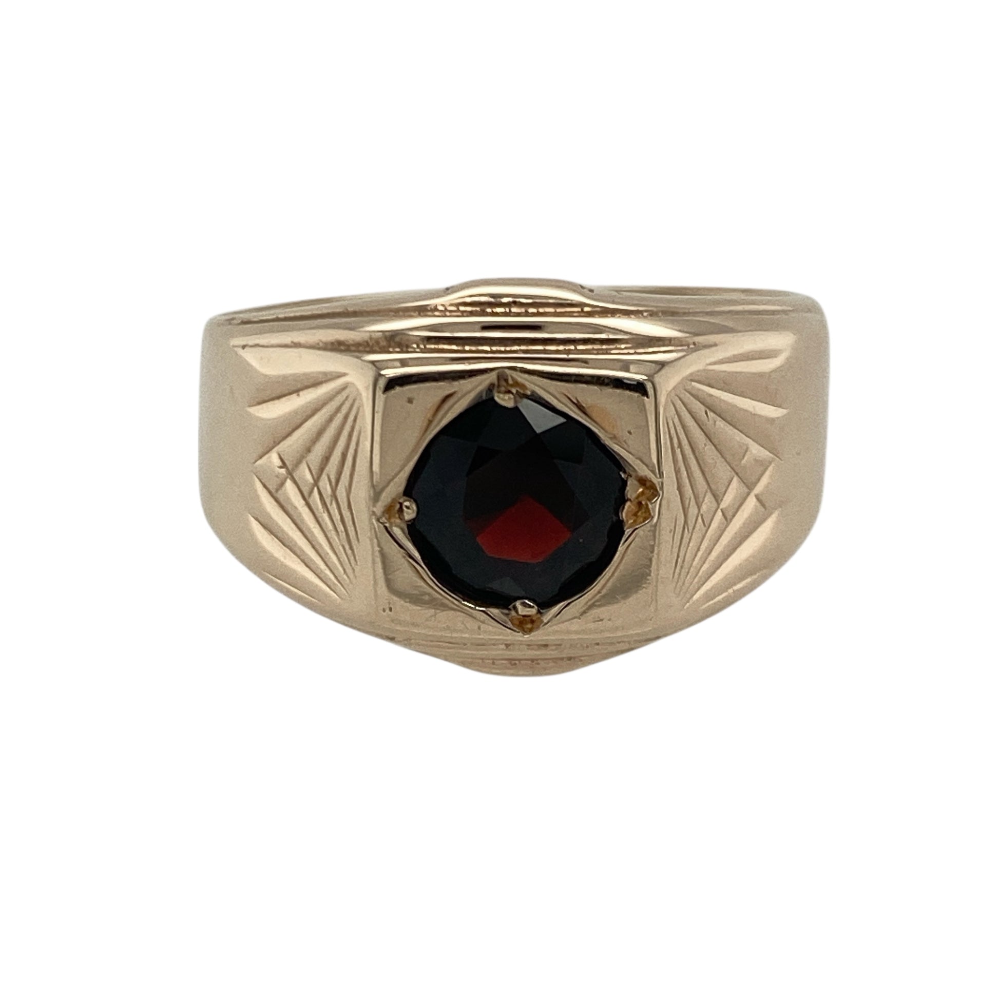 9ct Gold & Garnet Set Signet Ring
