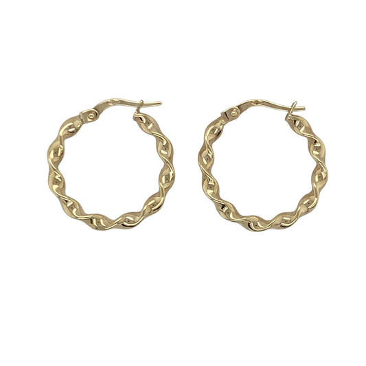 9ct Gold Ribbon Twisted Hoop Creole Earrings