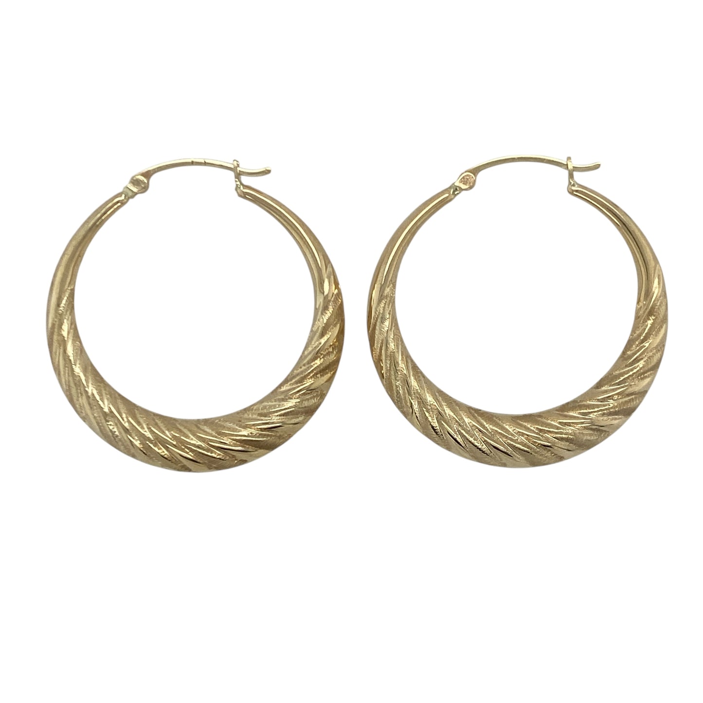 9ct Gold Patterned Twisted Hoop Creole Earrings
