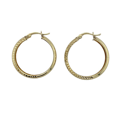 9ct Gold Half Patterned Hoop Creole Earrings