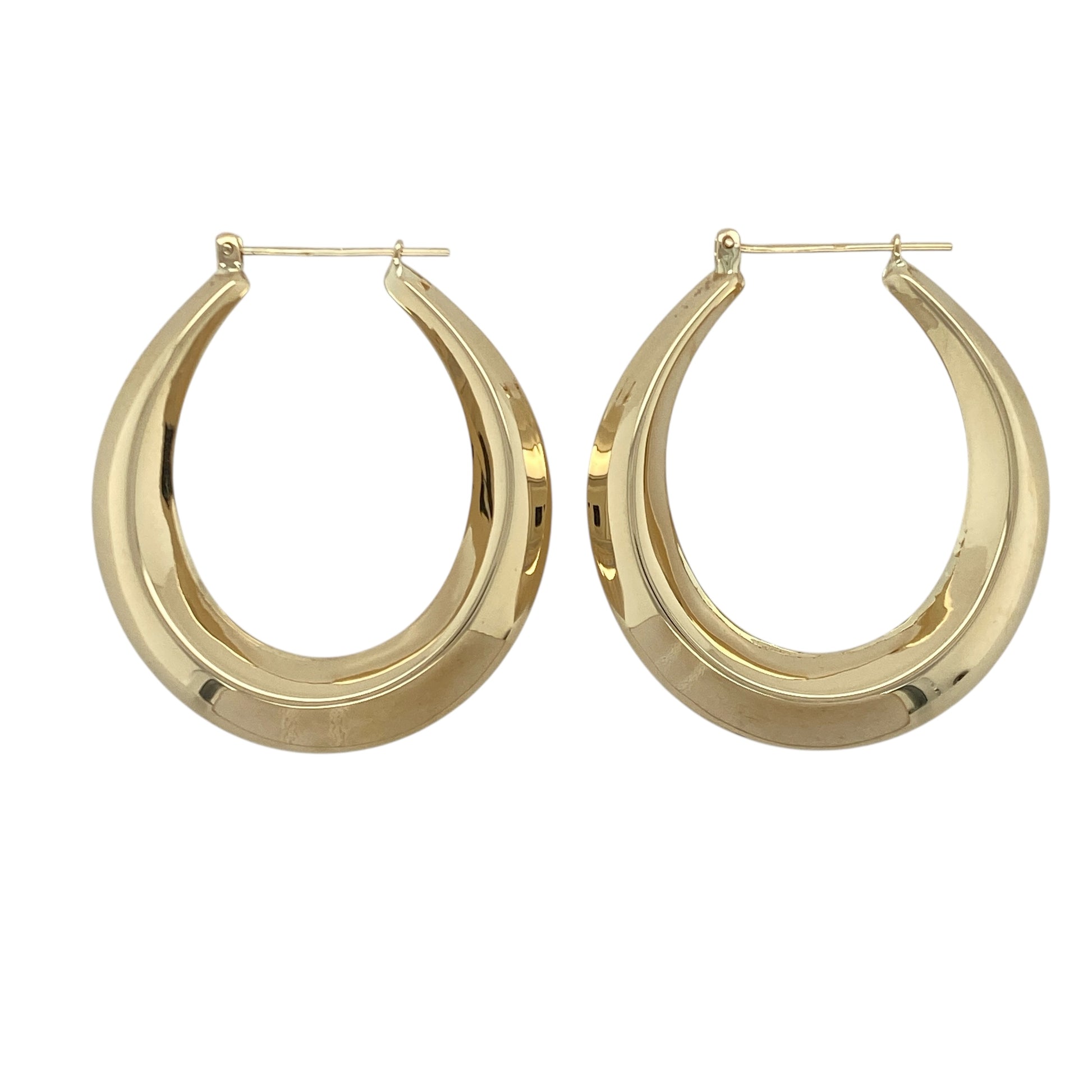 9ct Gold Plain Oval Creole Earrings