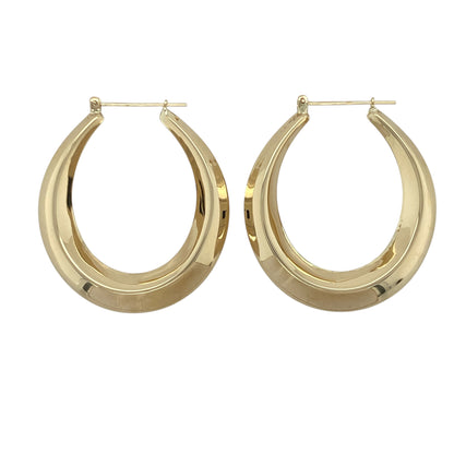 9ct Gold Plain Oval Creole Earrings