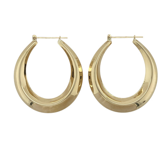 9ct Gold Plain Oval Creole Earrings