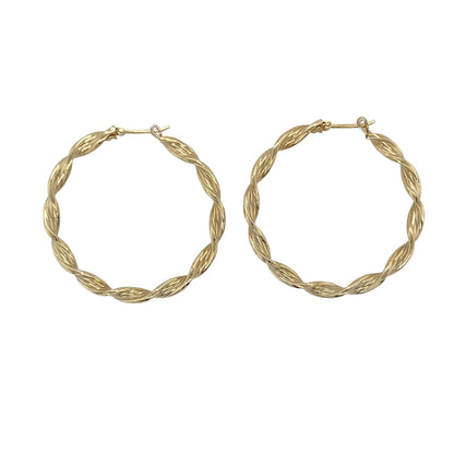 9ct Gold Ribbon Twisted Hoop Creole Earrings