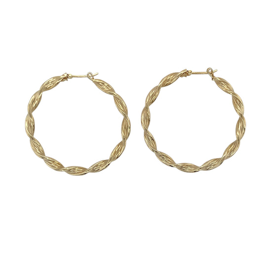 9ct Gold Ribbon Twisted Hoop Creole Earrings