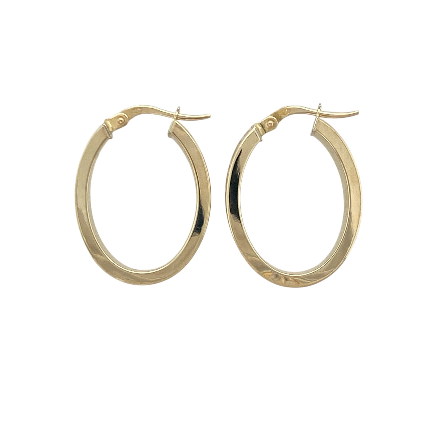 9ct Gold Greek Key Patterned Oval Creole Earrings