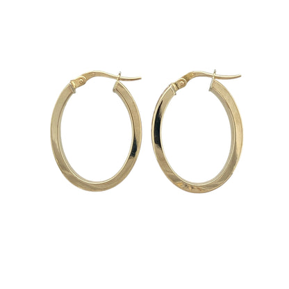 9ct Gold Greek Key Patterned Oval Creole Earrings