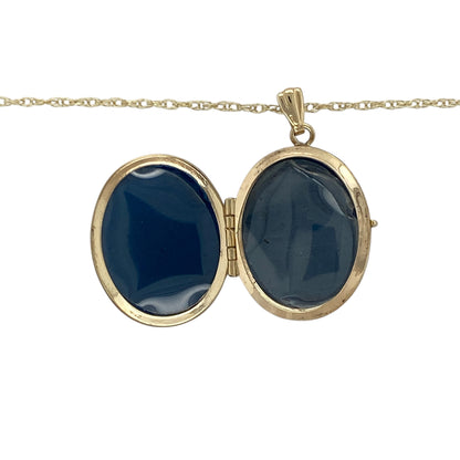 9ct Gold Patterned Flower Oval Locket 18" Necklace